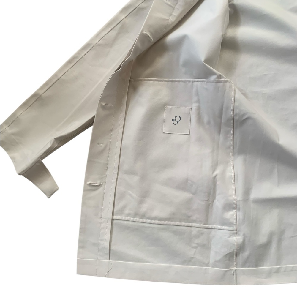 FIGS Coro Raincoat XS Beige Waterproof Medical Jacket Nurse Scrub Jacket Stretch - Picture 9 of 12